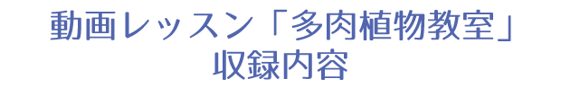 動画「多肉植物セミナーシリーズ」収録内容